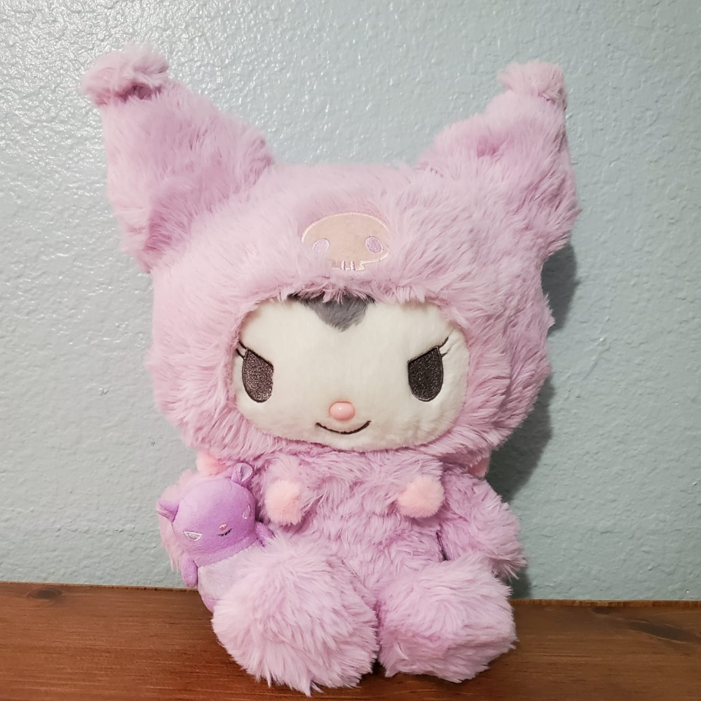 Sanrio Kuromi Faux Fur Plushie With Baku. Rare From Japan In Very Good Condition